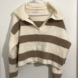 Striped Cream and Brown Sweater